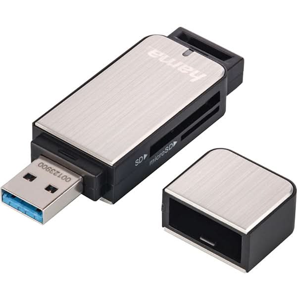 Cititor de carduri HAMA 123900, USB 3.0, SD/microSD, negru-gri WALTI