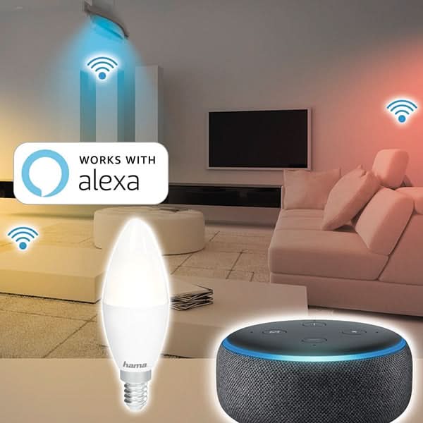 Bec LED Smart HAMA 176583, E14, 5.5W, 470lm, Wi-Fi, lumina variabila, compatibil Alexa, Google Assistant WALTI