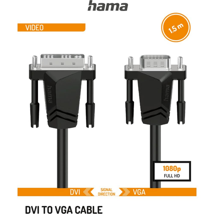 Cablu DVI - VGA HAMA 200714, 1.5m, negru WALTI