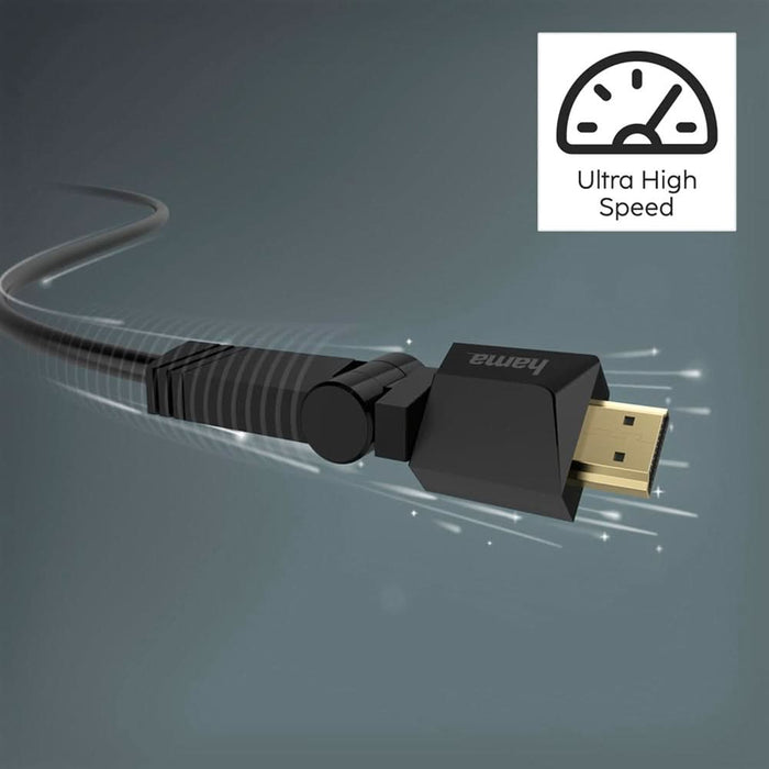 Cablu HDMI Ethernet pivotant HAMA 205011, 1.5m, 4K, placat aur, negru WALTI