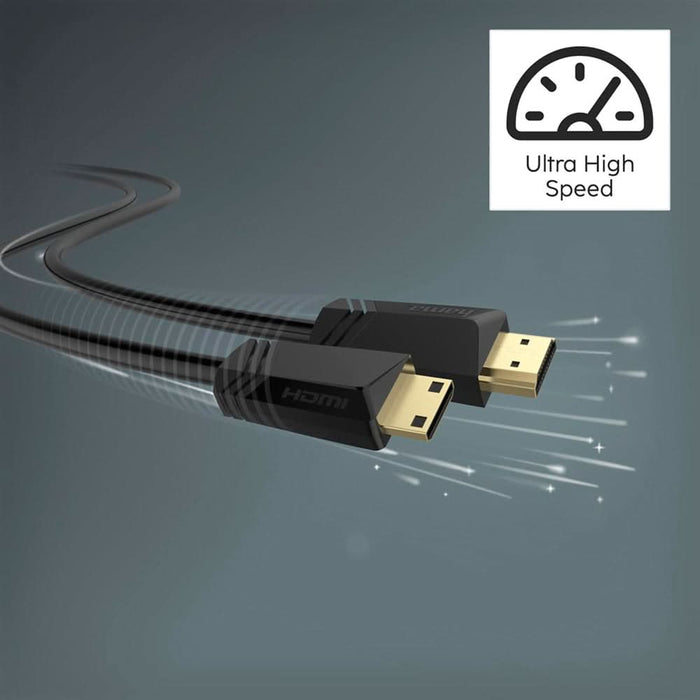 Cablu HDMI - mini HDMI HAMA 205015, 1.5m, 4K HDR, placat cu aur, negru WALTI