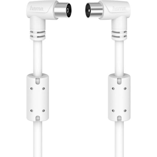 Cablu video Coaxial HAMA 205057, 3m, 90dB, 90grade, alb WALTI