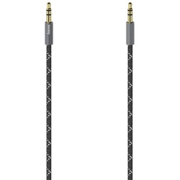 Cablu audio Jack 3.5mm HAMA 205129, 0.75m, placat aur, negru-gri WALTI