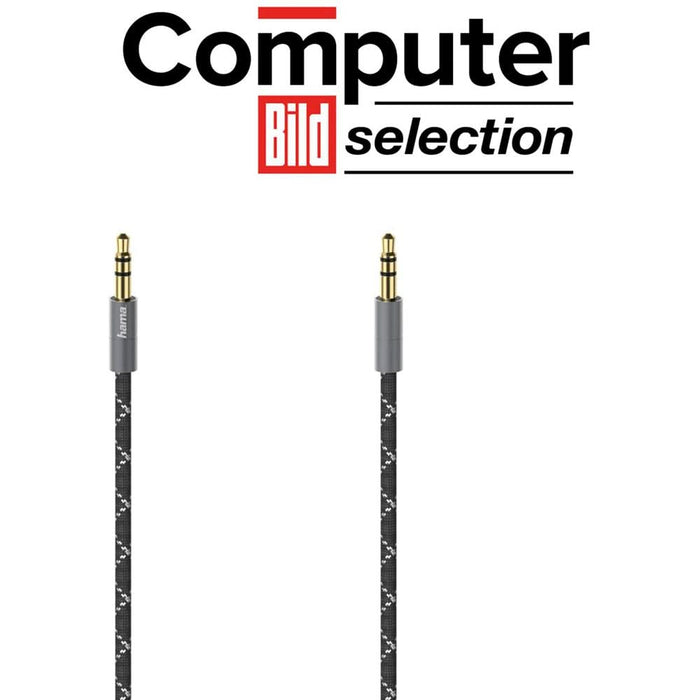 Cablu audio Jack 3.5mm HAMA 205129, 0.75m, placat aur, negru-gri WALTI