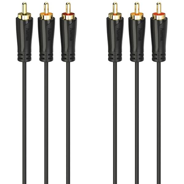 Cablu audio-video RCA HAMA 205150, 1.5m, placat aur, negru WALTI