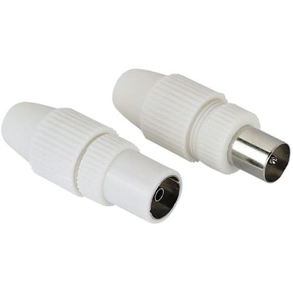Conectori antena Coaxial Stecker - Priza HAMA 205212, 2 bucati, alb WALTI
