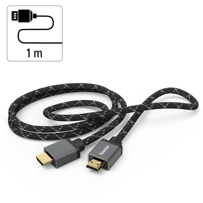 Cablu HDMI HAMA 205238, 1m, 8K HDR, placat aur, negru-gri WALTI