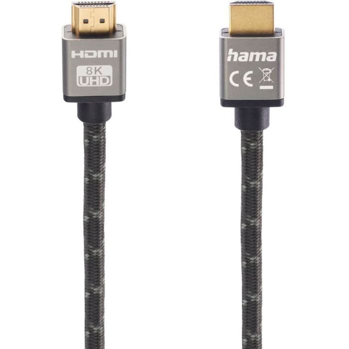 Cablu HDMI HAMA 205239, 2m, 8K HDR, placat aur, negru-gri WALTI