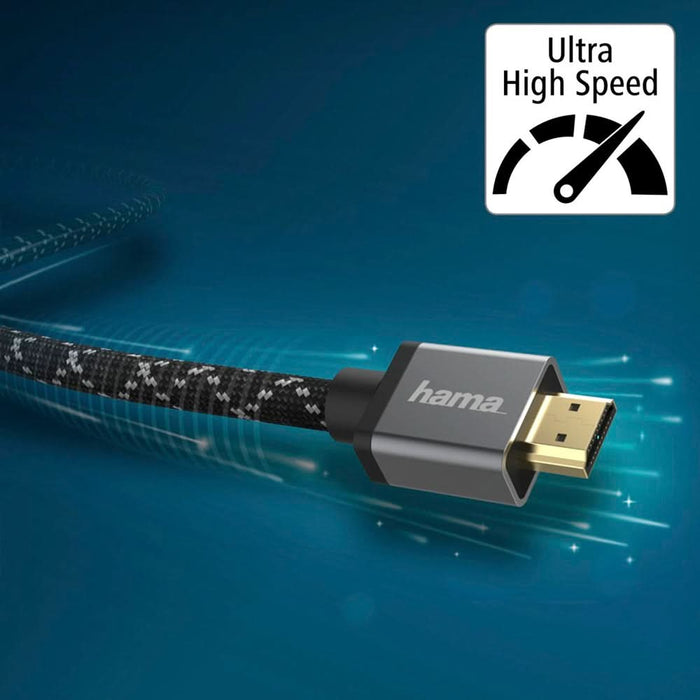 Cablu HDMI HAMA 205240, 3m, 8K HDR, placat aur, negru-gri WALTI