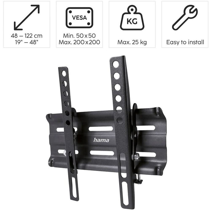 Suport TV perete HAMA 220806, reglabil, 19-48", 25kg, negru WALTI