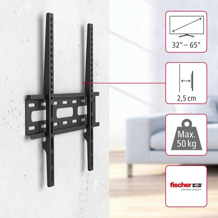 Suport TV perete HAMA 220807, fix, 32-75", 40kg, negru WALTI