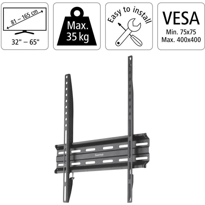 Suport TV perete HAMA 220809, fix, 32-65", 35kg, negru WALTI