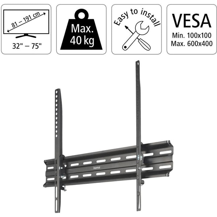 Suport TV perete HAMA 220814, reglabil, 32-75", 40kg, negru WALTI