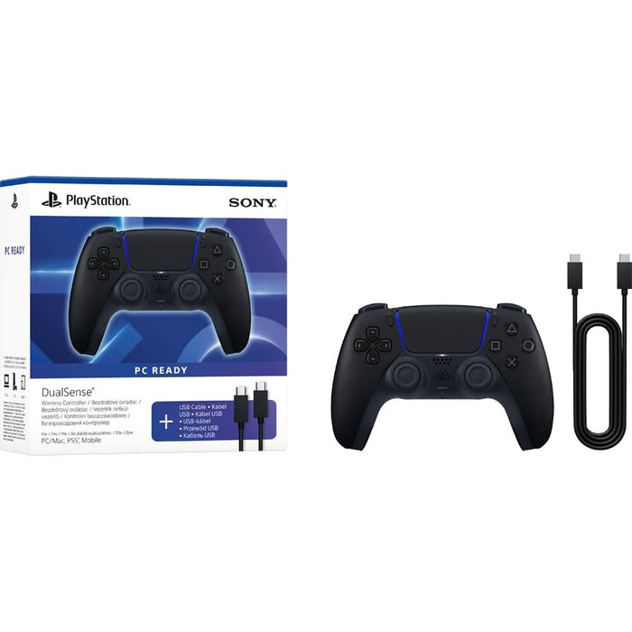 Controller Wireless PlayStation 5 DualSense, Midnight Black + Cablu USB-C pentru PC WALTI