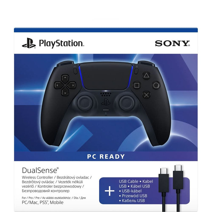 Controller Wireless PlayStation 5 DualSense, Midnight Black + Cablu USB-C pentru PC WALTI