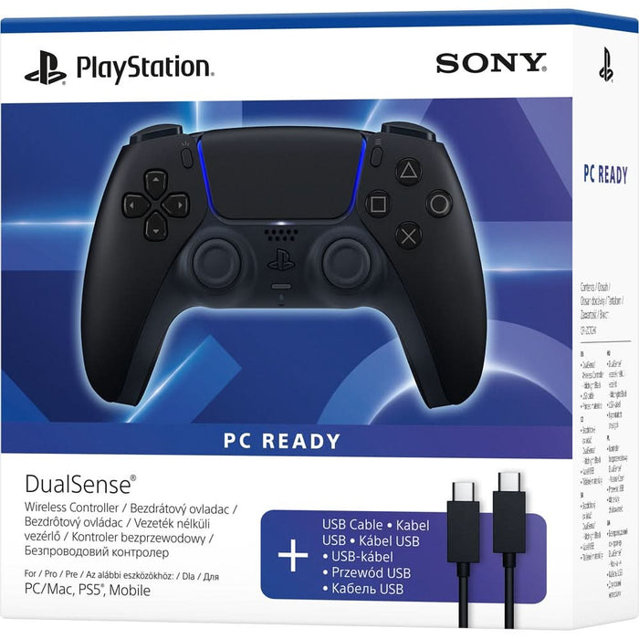 Controller Wireless PlayStation 5 DualSense, Midnight Black + Cablu USB-C pentru PC WALTI