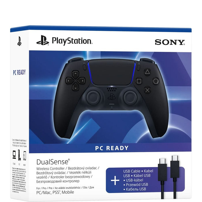 Controller Wireless PlayStation 5 DualSense, Midnight Black + Cablu USB-C pentru PC WALTI