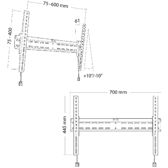 Suport TV perete ERARD, reglabil, 40-75", 40kg, negru WALTI