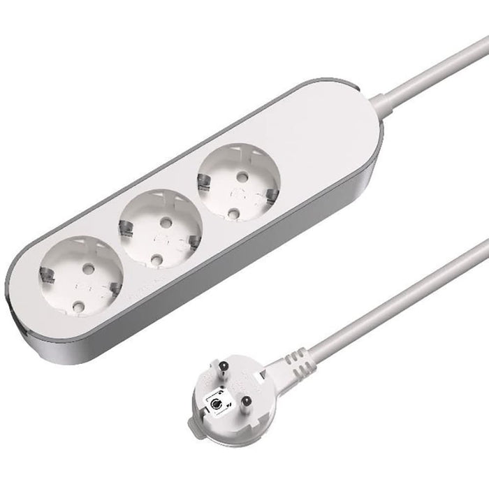 Prelungitor JACOBSEN, 3 prize Schuko, 7 m, 1.5 mm, alb/gri WALTI
