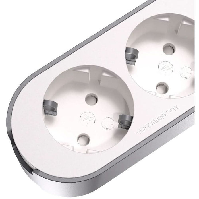 Prelungitor JACOBSEN, 3 prize Schuko, 5 m, 1.5 mm, alb/gri WALTI