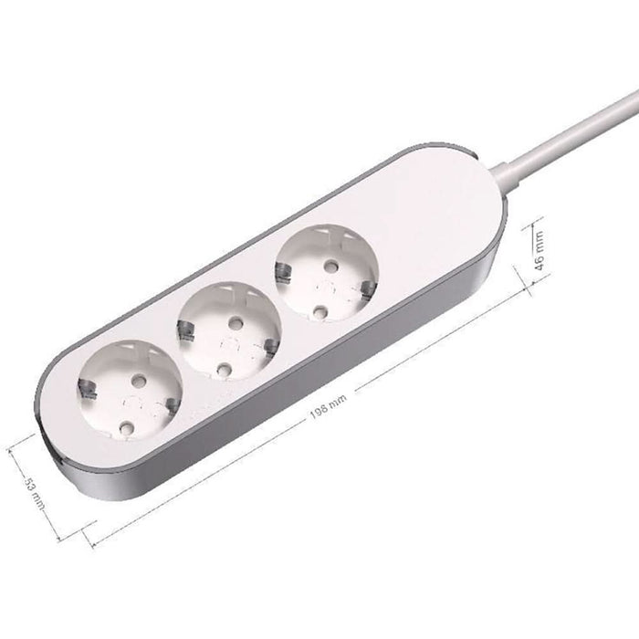 Prelungitor JACOBSEN, 3 prize Schuko, 5 m, 1.5 mm, alb/gri WALTI