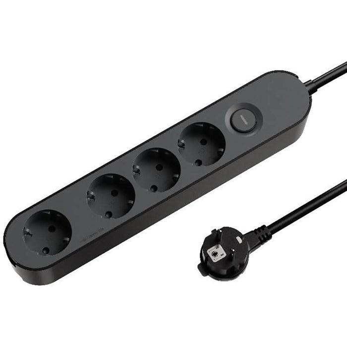 Prelungitor JACOBSEN, 4 prize Schuko, 1.5 m, 1.5 mm, cu intrerupator, negru WALTI