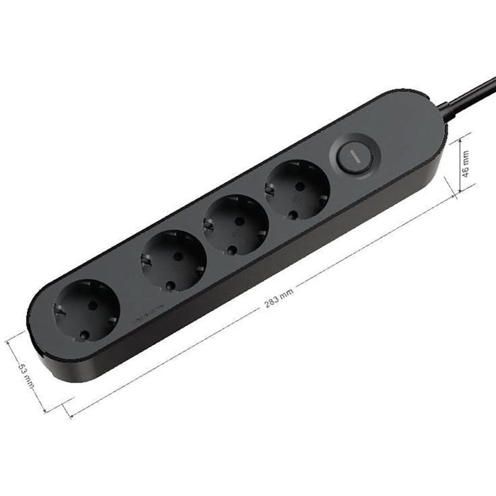 Prelungitor JACOBSEN, 4 prize Schuko, 1.5 m, 1.5 mm, cu intrerupator, negru WALTI