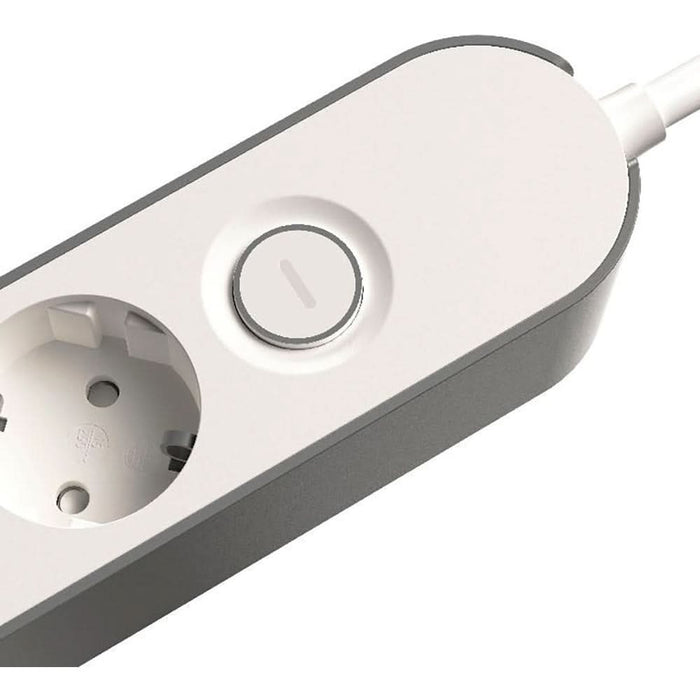 Prelungitor JACOBSEN, 4 prize Schuko, 3 m, 1.5 mm, cu intrerupator, alb/gri WALTI