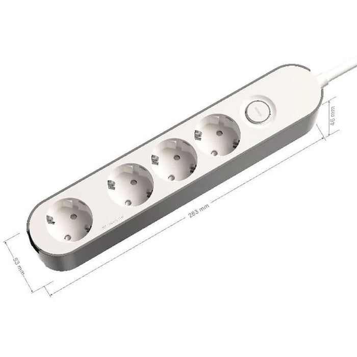 Prelungitor JACOBSEN, 4 prize Schuko, 3 m, 1.5 mm, cu intrerupator, alb/gri WALTI