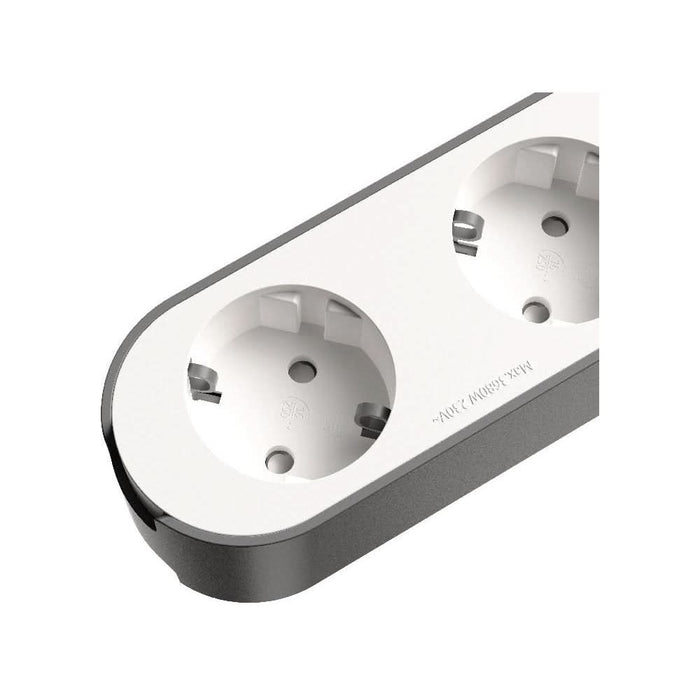Prelungitor JACOBSEN, 4 prize Schuko, 2 porturi USB, 1.5 m, alb/gri WALTI
