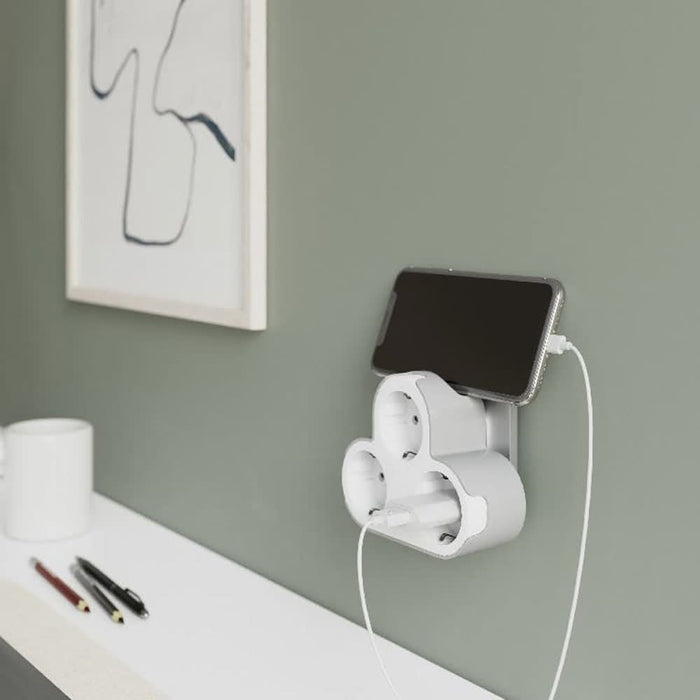 Adaptor priza Jacobsen, 3 prize, 16A, alb-gri WALTI