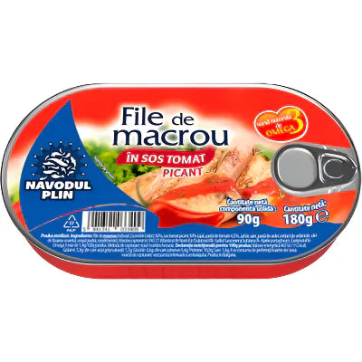 NAVODUL PLIN File Macrou in Sos Tomat Picant 180 g - WALTI WALTI