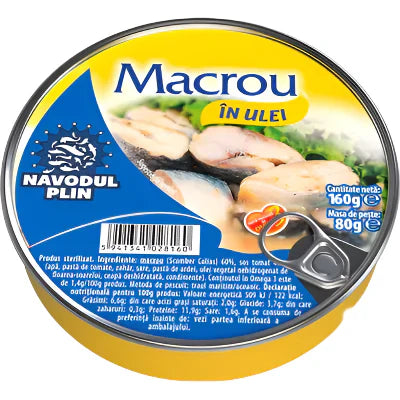 NAVODUL PLIN Macrou in Ulei de Floarea Soarelui 160 g - WALTI WALTI