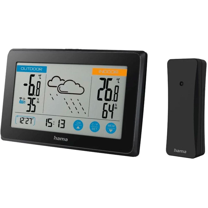 Statie meteo HAMA Touch 186314, Termometru, Higrometru, Ceas, Calendar, negru WALTI