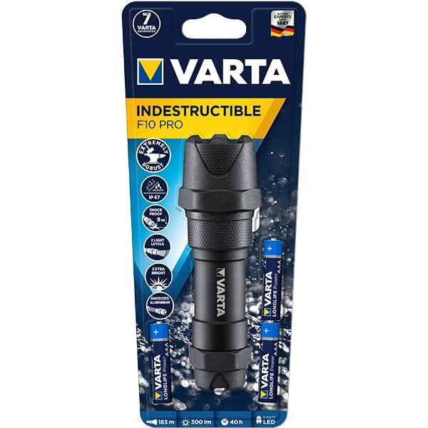 Lanterna LED VARTA Indestructible F10 Pro, 300 lumeni, 3xAAA, negru WALTI