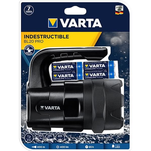 Lanterna LED VARTA Indestructible BL20 Pro, 400 lumeni, 6xAA, negru WALTI