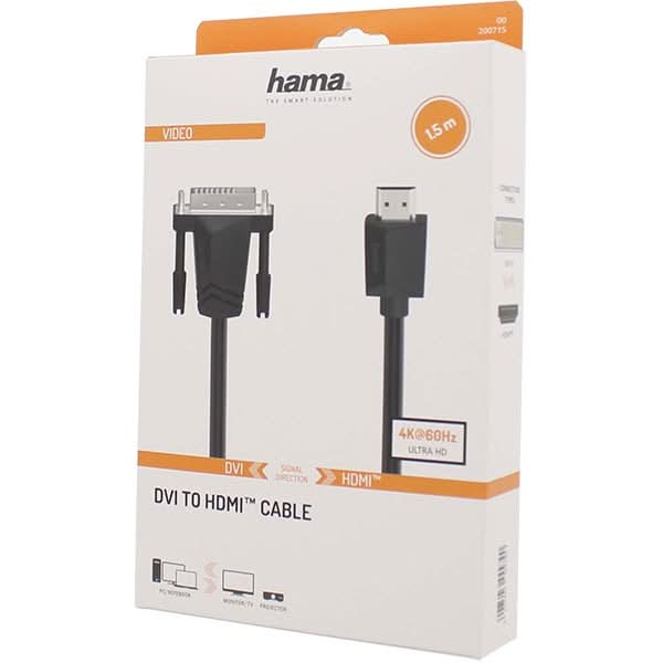 Cablu DVI - HDMI HAMA 200715, 1.5 m, negru WALTI
