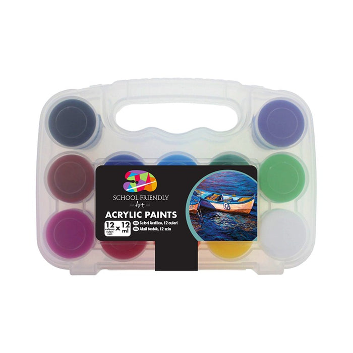 SCHOOL FRIENDLY Set Acrilic 12 culori WALTI
