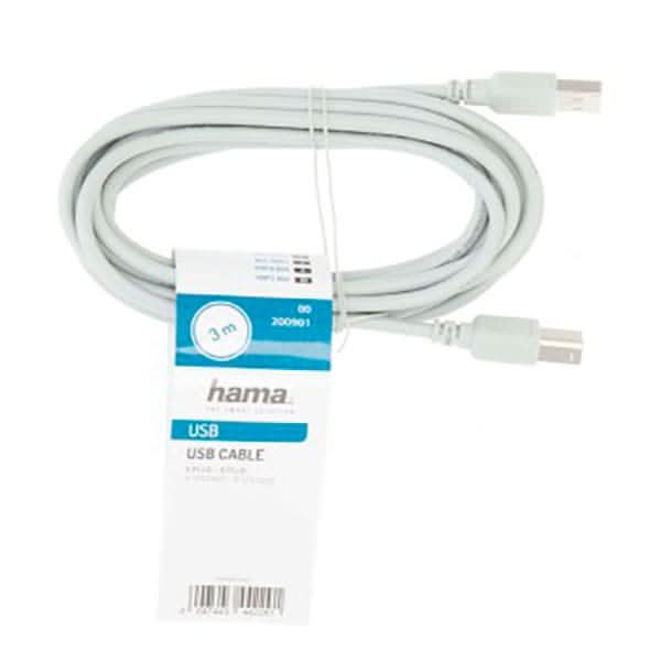 Cablu USB 2.0 - USB B HAMA 200901, 3 m, gri WALTI