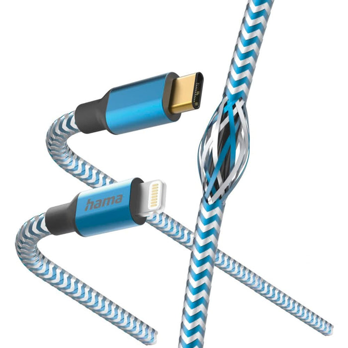 Cablu date HAMA Reflective 201561, USB-C - Lightning, 1.5m, albastru WALTI