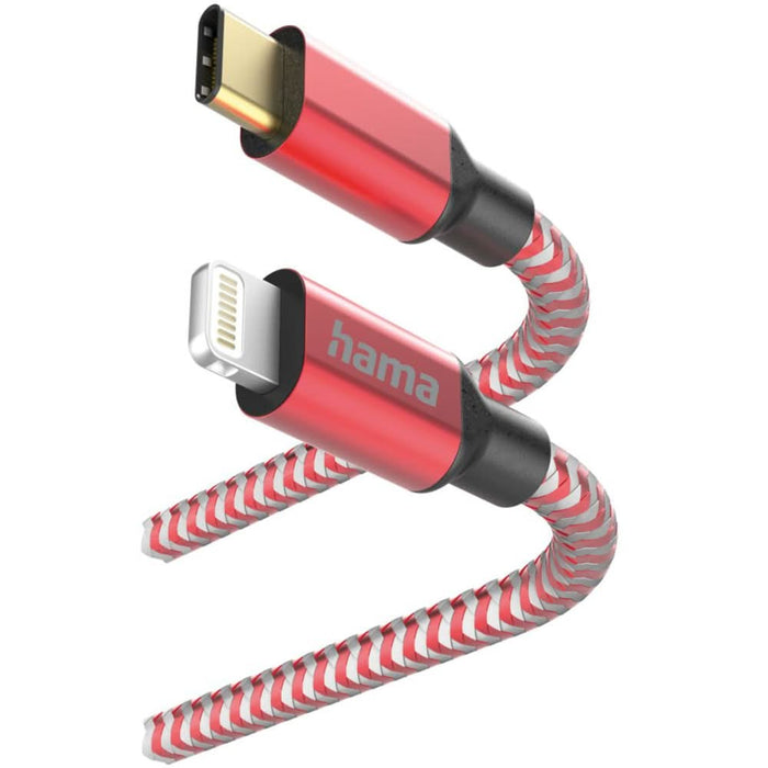 Cablu date HAMA Reflective 201562, USB-C - Lightning, 1.5m, rosu WALTI