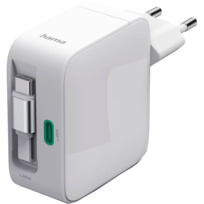 Incarcator retea HAMA 201957, 2x USB-C, Power Delivery (PD) 65W, GaN, alb WALTI