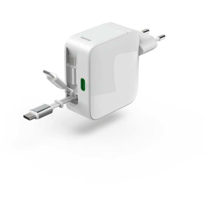 Incarcator retea HAMA 201957, 2x USB-C, Power Delivery (PD) 65W, GaN, alb WALTI