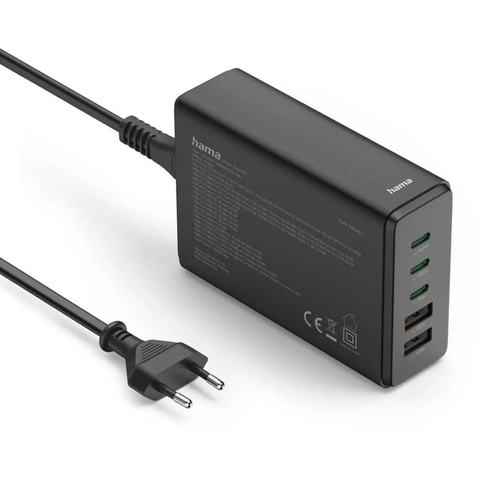 Statie incarcare HAMA 201978, 3x USB-C Power Delivery (PD) 140W, 2x USB-A, negru WALTI