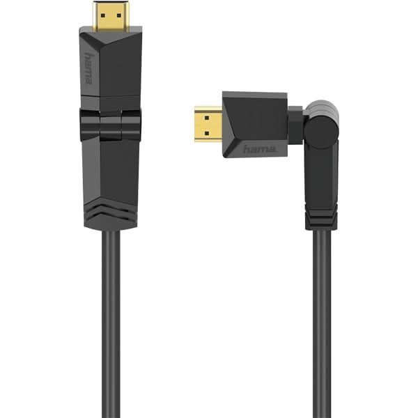 Cablu HDMI Ethernet pivotant HAMA 205011, 1.5m, 4K, placat aur, negru WALTI