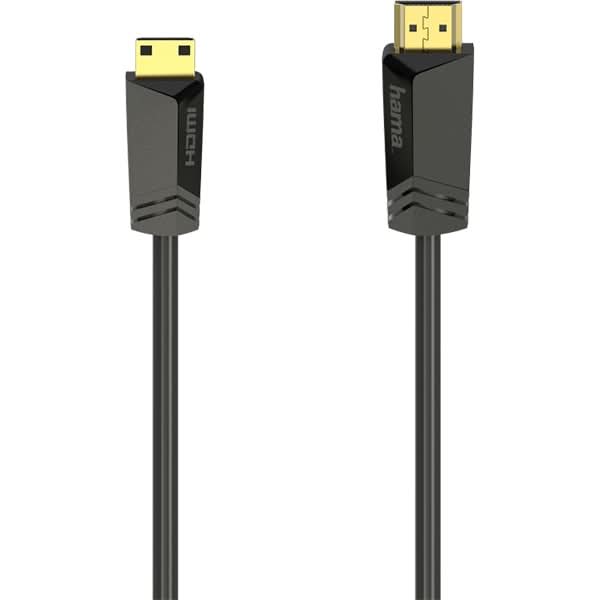 Cablu HDMI - mini HDMI HAMA 205015, 1.5m, 4K HDR, placat cu aur, negru WALTI