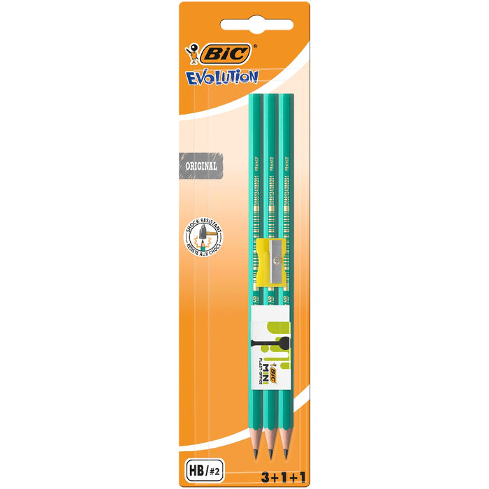BiC Set Evolution 650 - 3 creioane grafit HB Evolution + 1 radiera + 1 ascutitoare WALTI