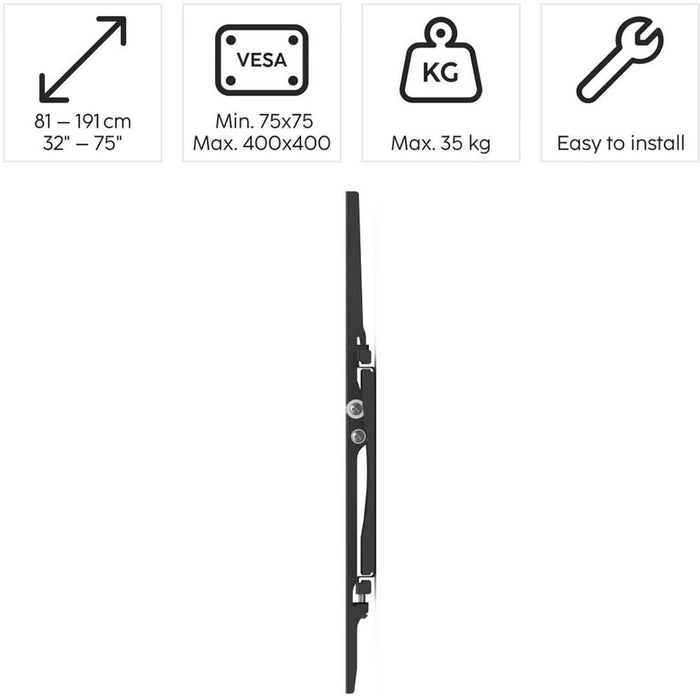 Suport TV perete HAMA 220915, reglabil, 32-75", 35kg, negru WALTI