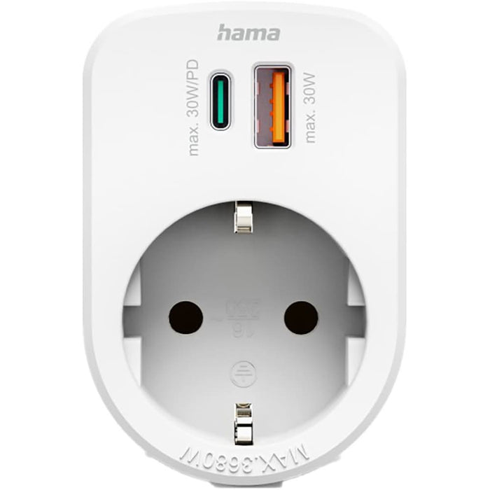 Adaptor priza HAMA 223343, 30W, USB-C/A, alb WALTI