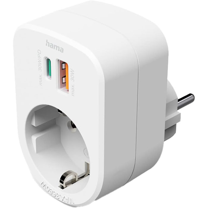 Adaptor priza HAMA 223343, 30W, USB-C/A, alb WALTI